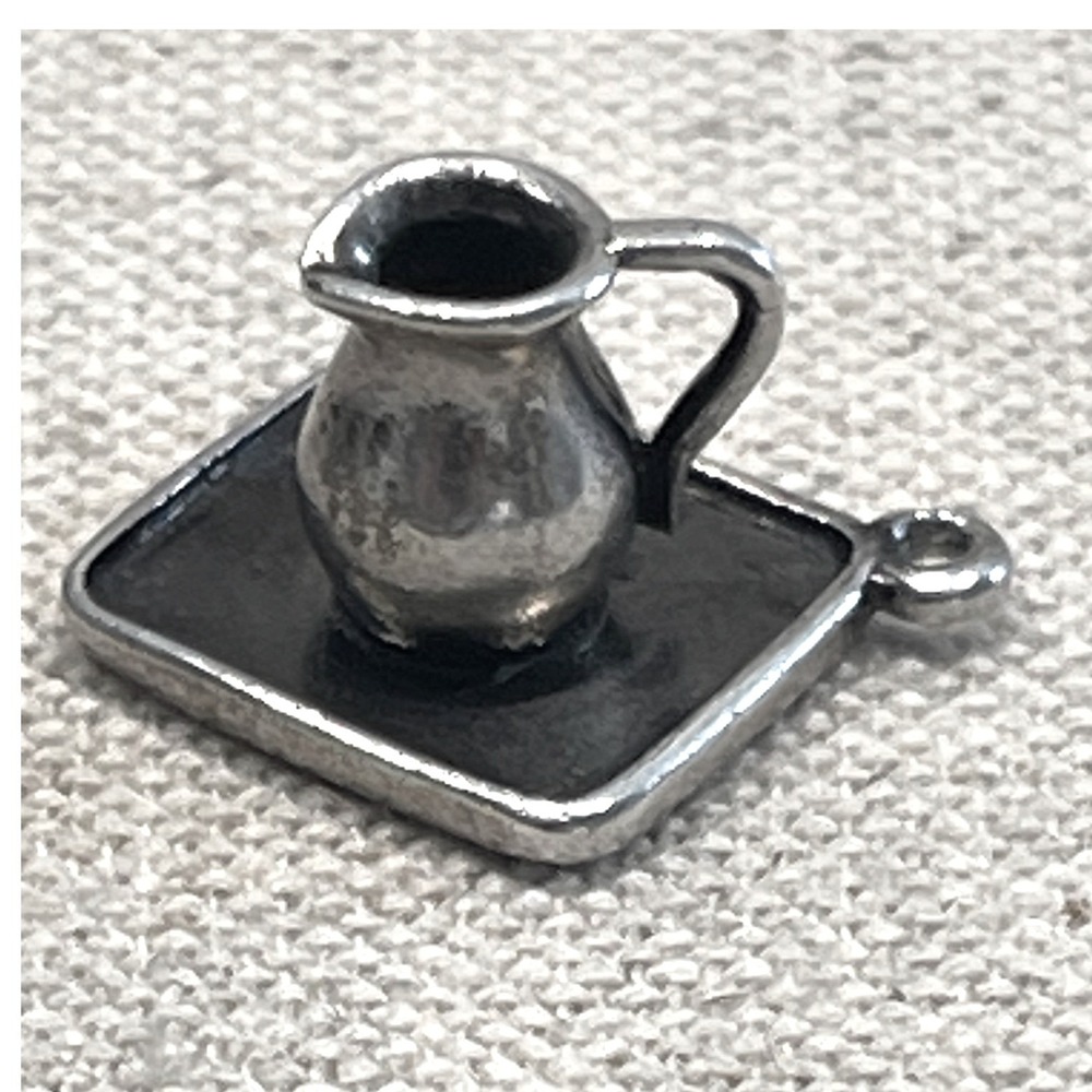 James Avery Sterling Silver Pitcher on Tray Charm Retired Creamer‎ Pendant